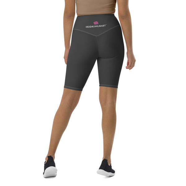 Charcoal Solid Color Biker Shorts, Grey Biker Shorts, Premium Biker Shorts For Women-Made in EU/MX (US Size: XS-3XL) Women's Athletic Shorts, Cycling Shorts For Women, Bike Shorts, Womens Bike Short