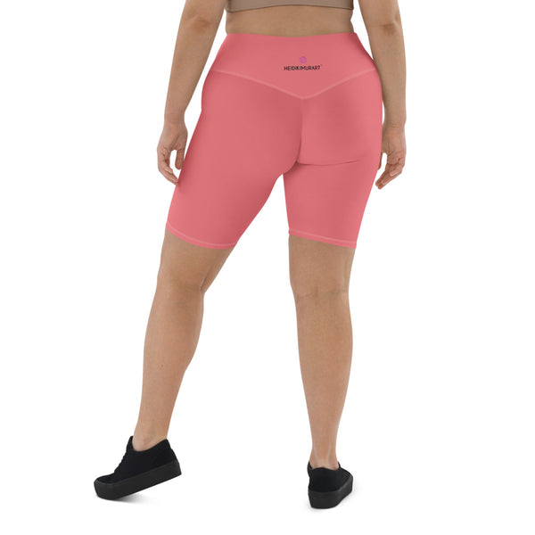 Peach Pink Biker Shorts, Solid Pink Colored Biker Shorts, Premium Biker Shorts For Women-Made in EU/MX (US Size: XS-3XL) Women's Athletic Shorts, Cycling Shorts For Women, Bike Shorts, Womens Bike Short