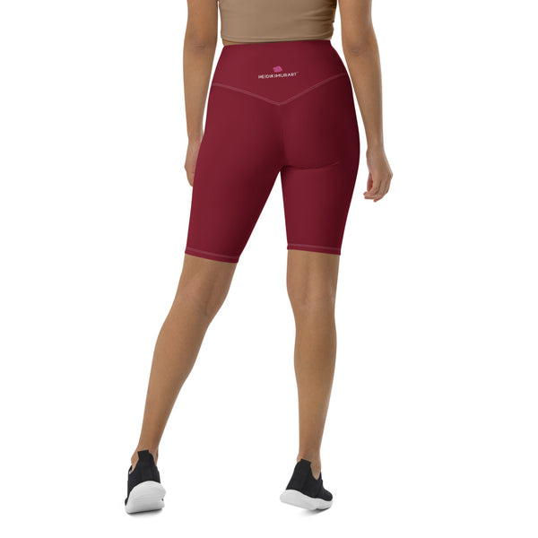 Red Women's Biker Shorts, Solid Dark Red Color Biker Shorts, Premium Biker Shorts For Women-Made in EU/MX (US Size: XS-3XL) Women's Athletic Shorts, Cycling Shorts For Women, Bike Shorts, Womens Bike Short