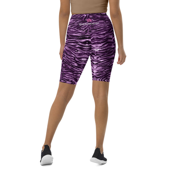 Pink Tiger Striped Biker Shorts, Pink and Black Animal Print Biker Shorts, Premium Biker Shorts For Women-Made in EU/MX (US Size: XS-3XL) Women's Athletic Shorts, Cycling Shorts For Women, Bike Shorts, Womens Bike Short