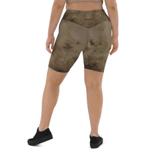 Brown Abstract Biker Shorts