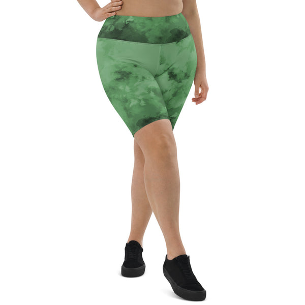 Green Abstract Biker Shorts