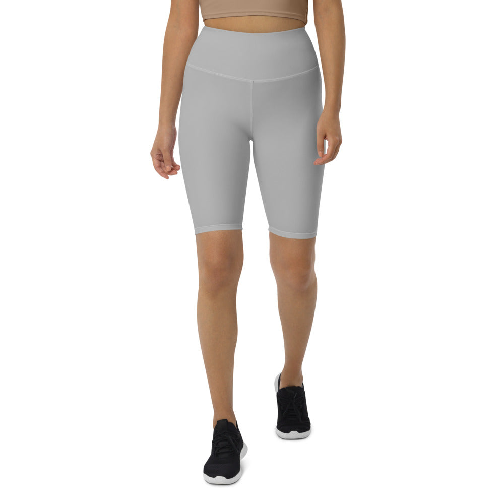 Grey Solid Color Biker Shorts, Light Pastel Gray Biker Shorts, Premium Biker Shorts For Women-Made in EU/MX (US Size: XS-3XL) Women's Athletic Shorts, Cycling Shorts For Women, Bike Shorts, Womens Bike Short