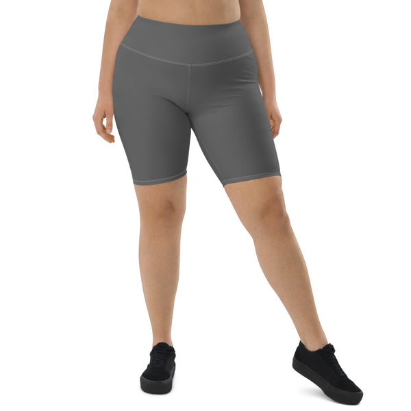 Grey Solid Color Biker Shorts, Gray Biker Shorts, Premium Biker Shorts For Women-Made in EU/MX (US Size: XS-3XL) Women's Athletic Shorts, Cycling Shorts For Women, Bike Shorts, Womens Bike Short