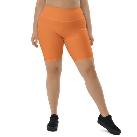 Sunset Orange Women's Biker Shorts, Orange Colour Biker Shorts, Premium Biker Shorts For Women-Made in EU/MX (US Size: XS-3XL) Women's Athletic Shorts, Cycling Shorts For Women, Bike Shorts, Womens Bike Short