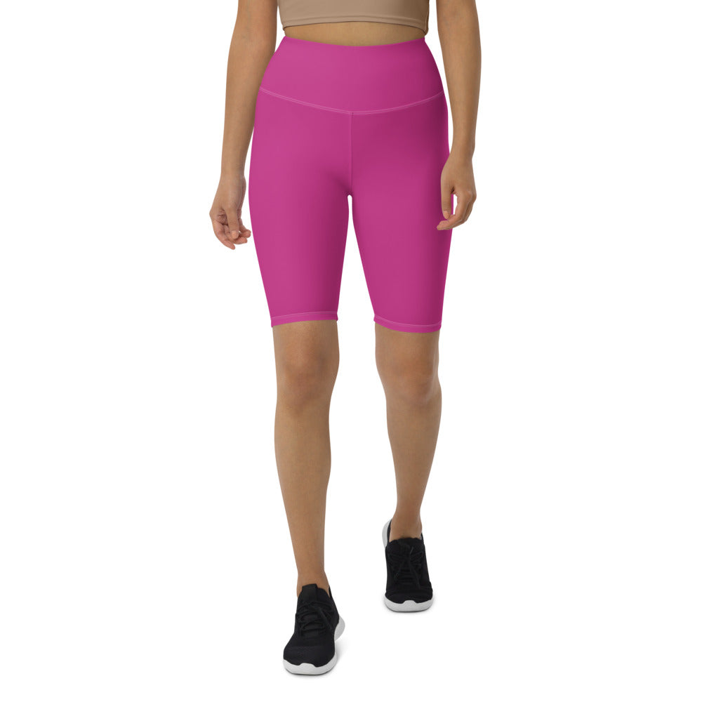 Hot Pink Solid Color Biker Shorts, Bright Pink Women's Biker Shorts, Premium Biker Shorts For Women-Made in EU/MX (US Size: XS-3XL) Women's Athletic Shorts, Cycling Shorts For Women, Bike Shorts, Womens Bike Short