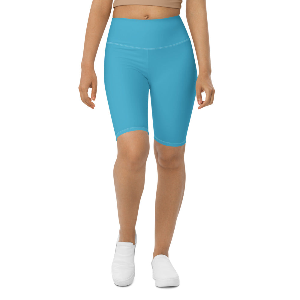 Blue Solid Color Biker Shorts, Skye Blue Biker Shorts, Premium Biker Shorts For Women-Made in EU/MX (US Size: XS-3XL) Women's Athletic Shorts, Cycling Shorts For Women, Bike Shorts, Womens Bike Short