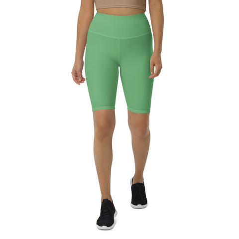 Pastel Green Women's Biker Shorts, Solid Color Green Cycling Biker Shorts, Premium Biker Shorts For Women-Made in EU/MX (US Size: XS-3XL) Women's Athletic Shorts, Cycling Shorts For Women, Bike Shorts, Womens Bike Short