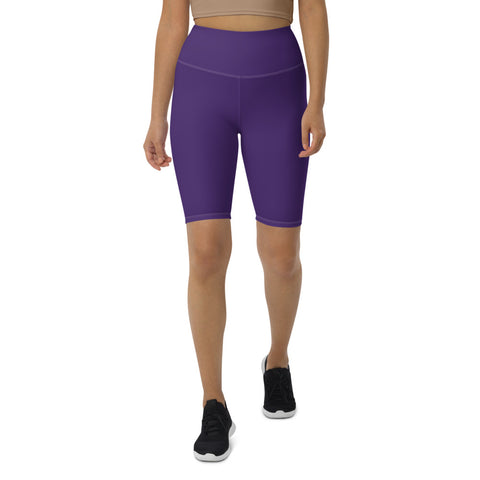Purple Solid Color Biker Shorts, Solid Purple Colored Biker Shorts, Premium Biker Shorts For Women-Made in EU/MX (US Size: XS-3XL) Women's Athletic Shorts, Cycling Shorts For Women, Bike Shorts, Womens Bike Short