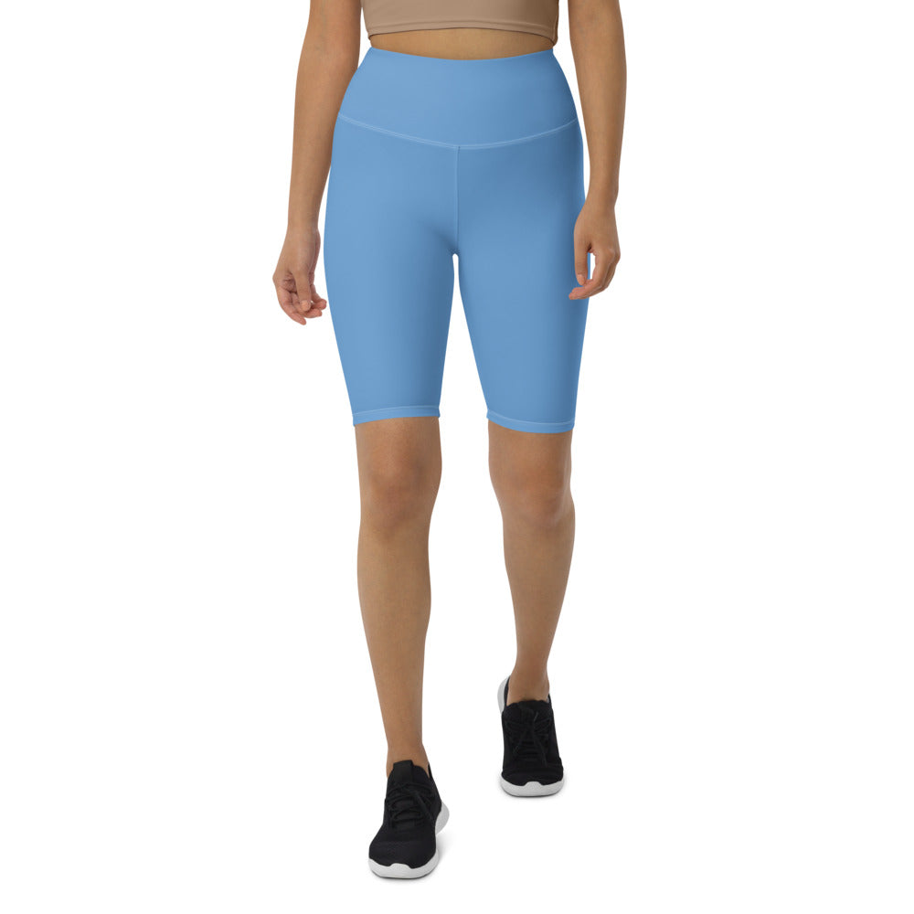Pastel Blue Women's Biker Shorts, Solid Color Blue Solid Colored Biker Shorts, Premium Biker Shorts For Women-Made in EU/MX (US Size: XS-3XL) Women's Athletic Shorts, Cycling Shorts For Women, Bike Shorts, Womens Bike Short