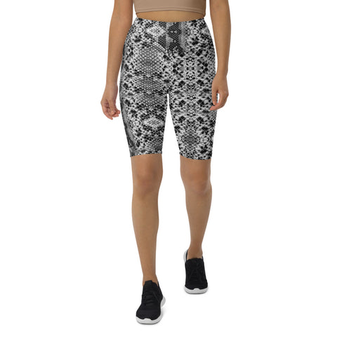 Snakeskin Print Women's Biker Shorts