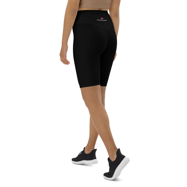 Black Solid Color Biker Shorts, Black Biker Shorts, Premium Biker Shorts For Women-Made in EU/MX (US Size: XS-3XL) Women's Athletic Shorts, Cycling Shorts For Women, Bike Shorts, Womens Bike Short