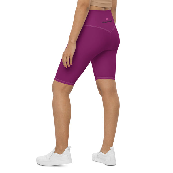 Dark Purple Solid Color Biker Shorts, Purple Biker Shorts, Premium Biker Shorts For Women-Made in EU/MX (US Size: XS-3XL) Women's Athletic Shorts, Cycling Shorts For Women, Bike Shorts, Womens Bike Short