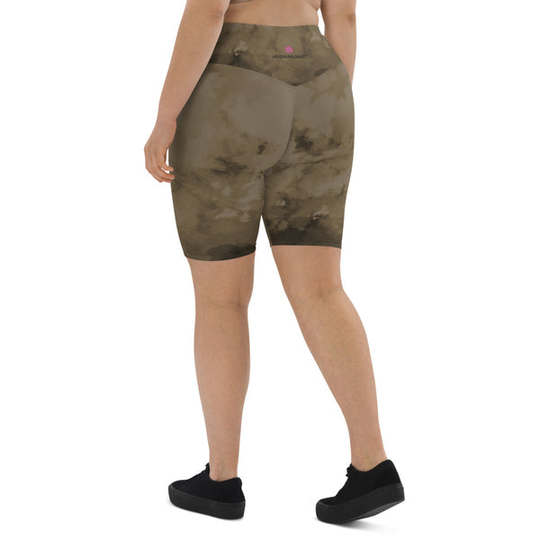 Brown Abstract Biker Shorts