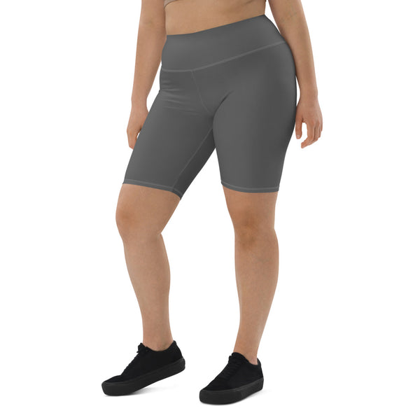 Grey Solid Color Biker Shorts, Gray Biker Shorts, Premium Biker Shorts For Women-Made in EU/MX (US Size: XS-3XL) Women's Athletic Shorts, Cycling Shorts For Women, Bike Shorts, Womens Bike Short