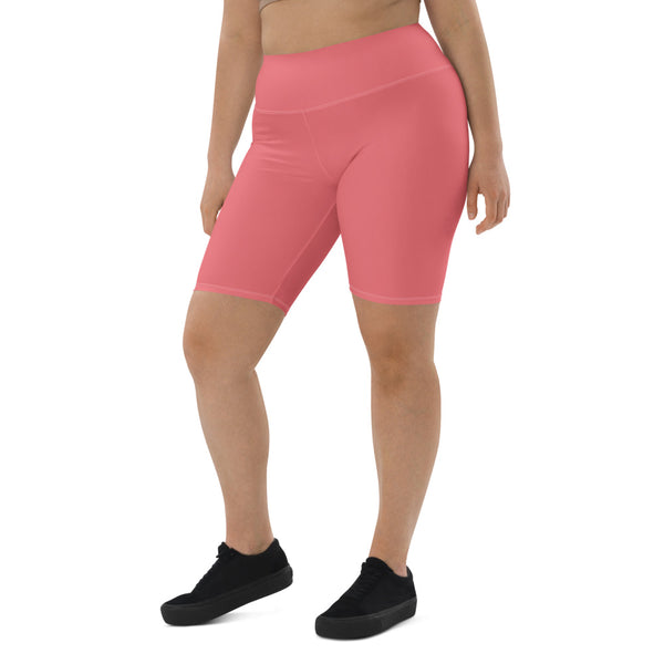 Peach Pink Biker Shorts, Solid Pink Colored Biker Shorts, Premium Biker Shorts For Women-Made in EU/MX (US Size: XS-3XL) Women's Athletic Shorts, Cycling Shorts For Women, Bike Shorts, Womens Bike Short