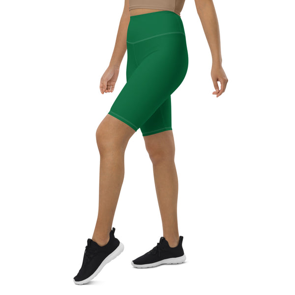 Dark Green Solid Color Biker Shorts, Green Biker Shorts, Premium Biker Shorts For Women-Made in EU/MX (US Size: XS-3XL) Women's Athletic Shorts, Cycling Shorts For Women, Bike Shorts, Womens Bike Short