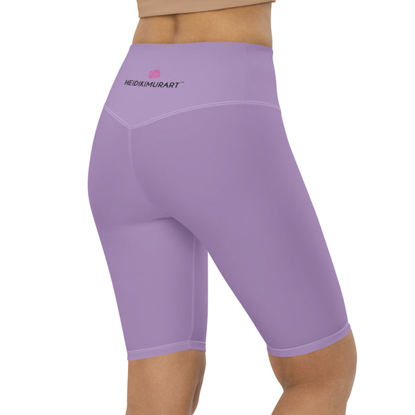 Pastel Purple Biker Shorts, Solid Color Light Purple Solid Colored Biker Shorts, Premium Biker Shorts For Women-Made in EU/MX (US Size: XS-3XL) Women's Athletic Shorts, Cycling Shorts For Women, Bike Shorts, Womens Bike Short