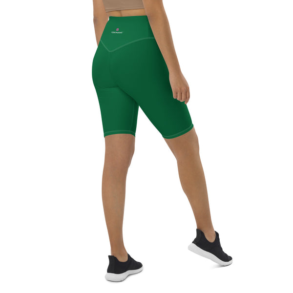 Dark Green Solid Color Biker Shorts, Green Biker Shorts, Premium Biker Shorts For Women-Made in EU/MX (US Size: XS-3XL) Women's Athletic Shorts, Cycling Shorts For Women, Bike Shorts, Womens Bike Short