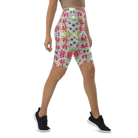 Mixed Floral Biker Shorts, Flower Printed Women's Biker Shorts, Premium Biker Shorts For Women-Made in EU/MX (US Size: XS-3XL) Women's Athletic Shorts, Cycling Shorts For Women, Bike Shorts, Womens Bike Short