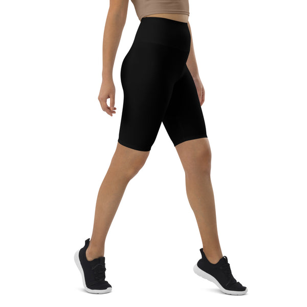 Black Solid Color Biker Shorts, Black Biker Shorts, Premium Biker Shorts For Women-Made in EU/MX (US Size: XS-3XL) Women's Athletic Shorts, Cycling Shorts For Women, Bike Shorts, Womens Bike Short