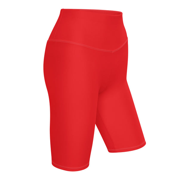 Red Solid Color Biker Shorts, Bright Red Biker Shorts, Premium Biker Shorts For Women-Made in EU/MX (US Size: XS-3XL) Women's Athletic Shorts, Cycling Shorts For Women, Bike Shorts, Womens Bike Short