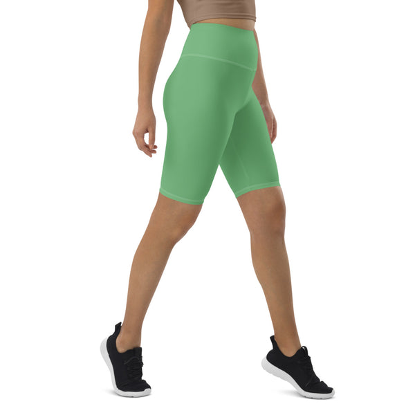 Pastel Green Women's Biker Shorts, Solid Color Green Cycling Biker Shorts, Premium Biker Shorts For Women-Made in EU/MX (US Size: XS-3XL) Women's Athletic Shorts, Cycling Shorts For Women, Bike Shorts, Womens Bike Short