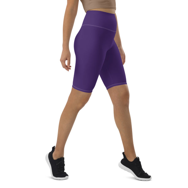 Purple Solid Color Biker Shorts, Solid Purple Colored Biker Shorts, Premium Biker Shorts For Women-Made in EU/MX (US Size: XS-3XL) Women's Athletic Shorts, Cycling Shorts For Women, Bike Shorts, Womens Bike Short