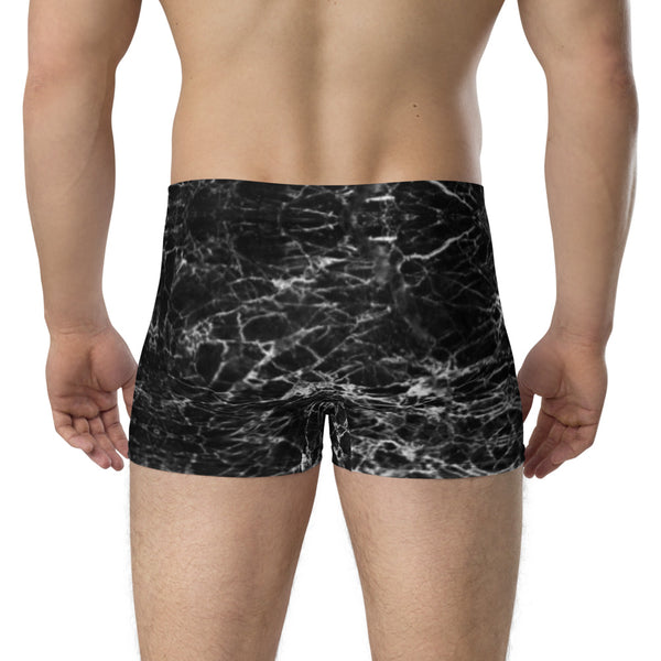 Black Marble Print Boxer Briefs