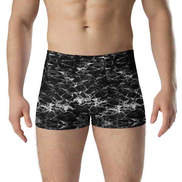 Black Marble Print Boxer Briefs