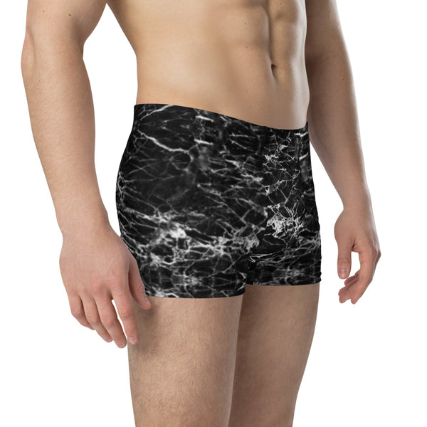 Black Marble Print Boxer Briefs