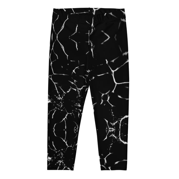 Black Marble Capri Leggings-Heidikimurart Limited -Heidi Kimura Art LLC Black Marble Capri Leggings, Abstract Modern Best Women's Casual Tights Marble Print Capri Leggings Casual Activewear - Made in USA/EU/MX (US Size: XS-XL)