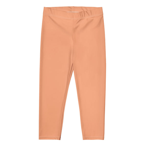 Peach Pink Capri Leggings-Heidikimurart Limited -Heidi Kimura Art LLC Peach Pink Capri Leggings, Best Modern Solid Color Print Cute Designer Capri Designer Spandex Casual Fashion Leggings - Made in USA/EU (US Size: XS-XL)