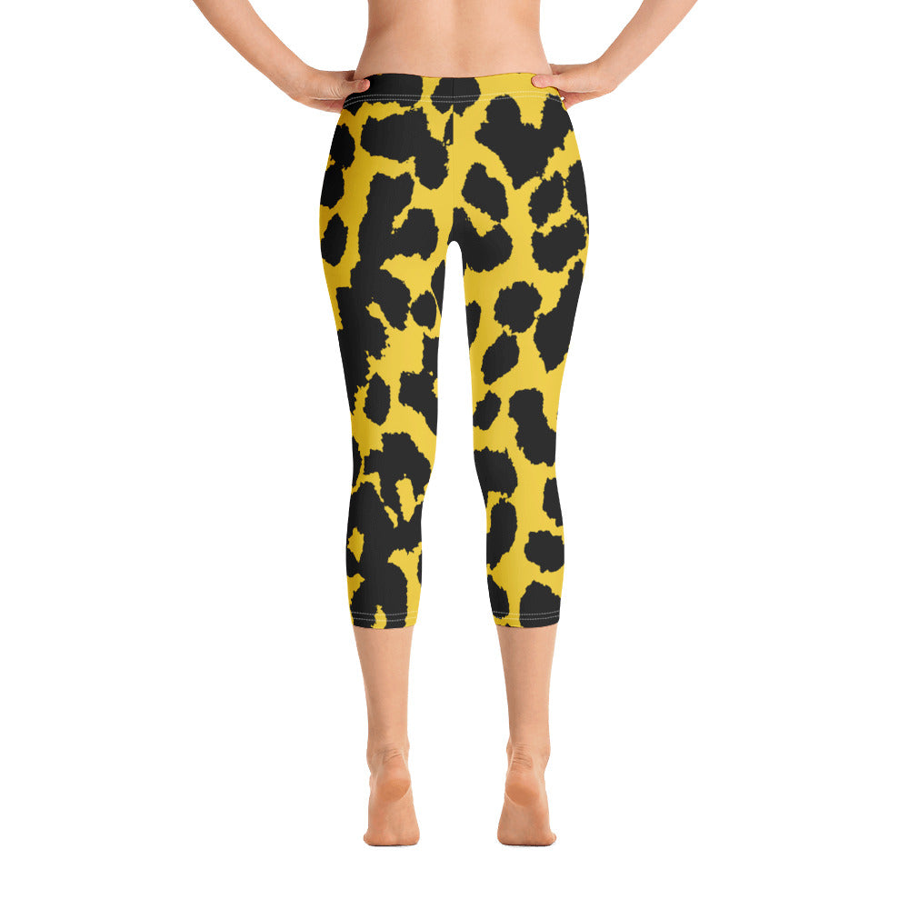 Fashion Brown Turquoise Leopard Women's Capri Leggings — THE ZEBRA