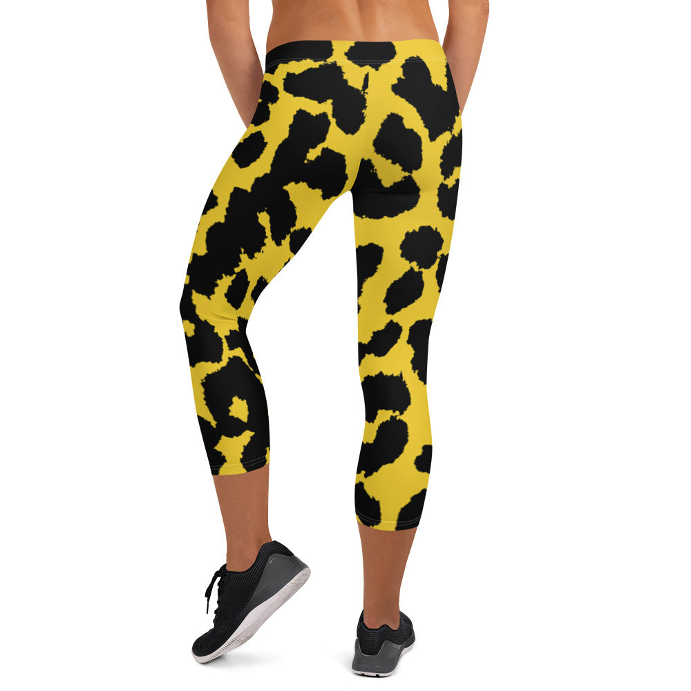 Fashion Brown Turquoise Leopard Women's Capri Leggings — THE ZEBRA