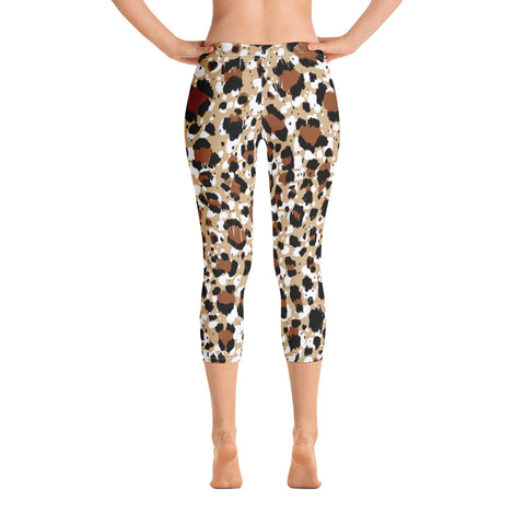 Brown Leopard Print Capri Leggings