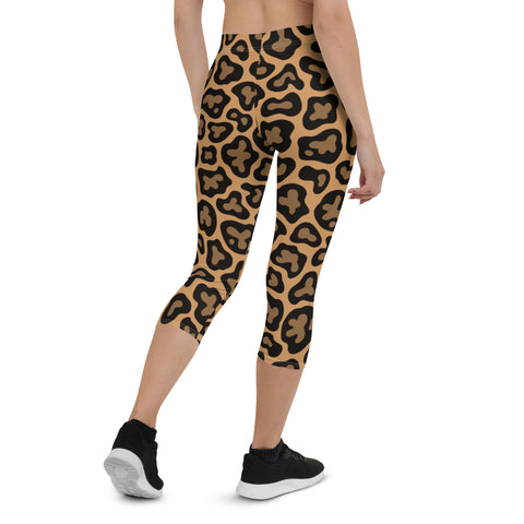 Brown Leopard Print Capri Leggings