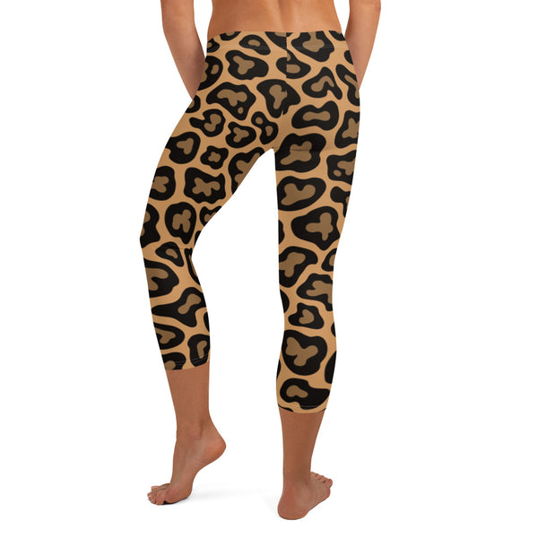 Brown Leopard Print Capri Leggings