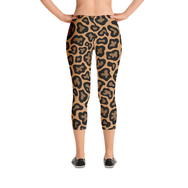 Brown Leopard Print Capri Leggings