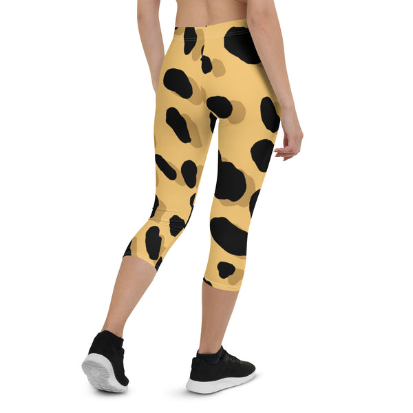 Brown Cheetah Print Capri Leggings