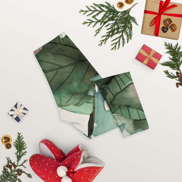 Tropical Green Print Capri Leggings