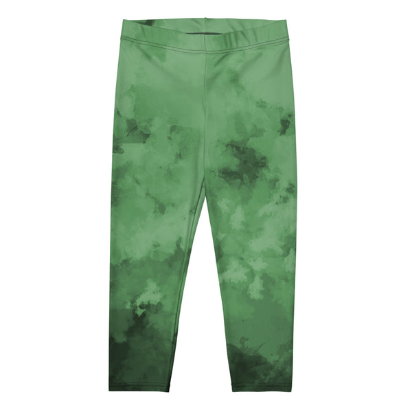 Abstract Women's Capri Leggings, Green Abstract Capri Leggings, Abstract Modern Best Women's Casual Tights Capri Leggings Casual Activewear, ‎Women's Capri Leggings, Girls Capri Leggings, Capri Leggings For Summer - Made in USA/EU/MX (US Size: XS-XL)