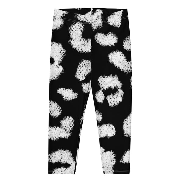 Black White Leopard Capri Leggings