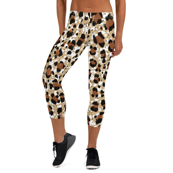 Brown Leopard Print Capri Leggings