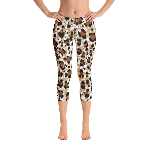 Brown Leopard Print Capri Leggings