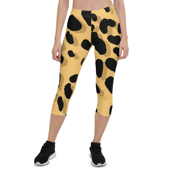 Brown Cheetah Print Capri Leggings