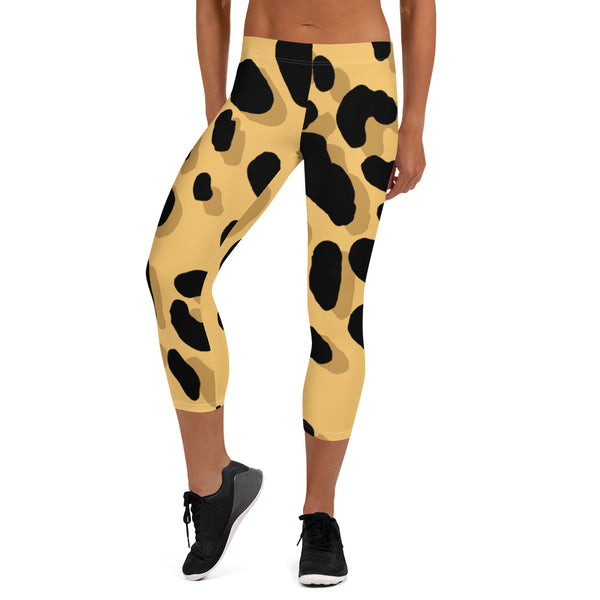 Brown Cheetah Print Capri Leggings