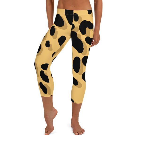 Brown Cheetah Print Capri Leggings