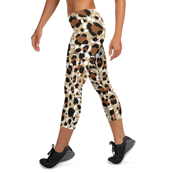 Brown Leopard Print Capri Leggings