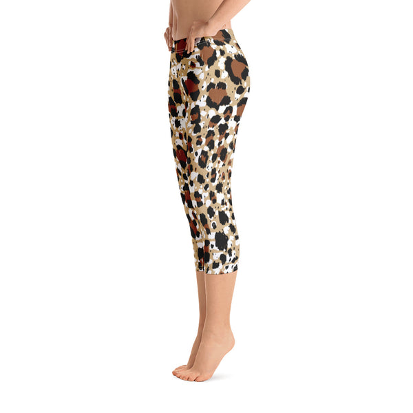 Brown Leopard Print Capri Leggings